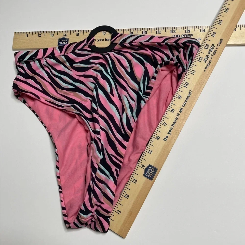 Bikini Lab Wild Child High Waist Bikini Bottoms M Pink Zebra